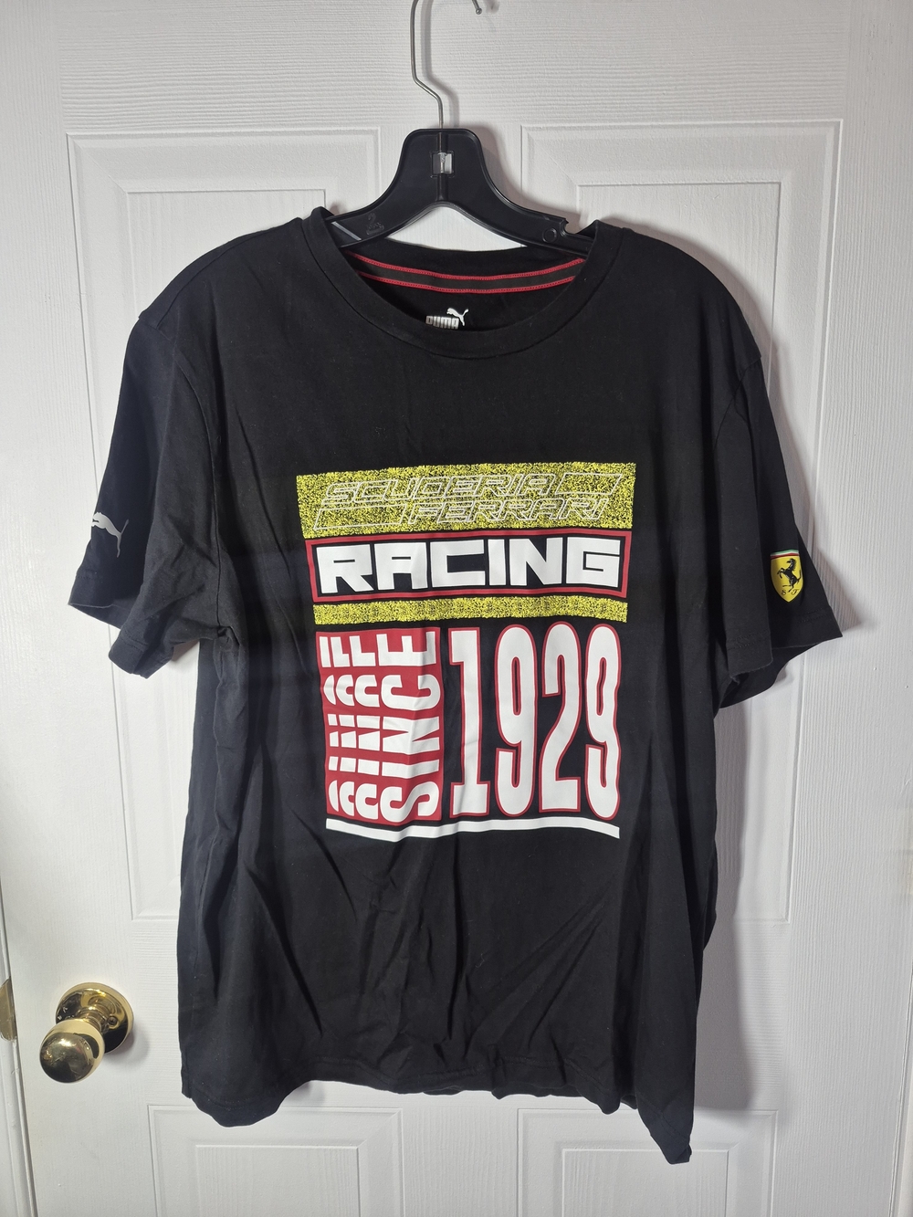 PUMA Scuderia Ferrari Race Q4 Tee Black Graphic F1 T-Shirt Men's Size Large